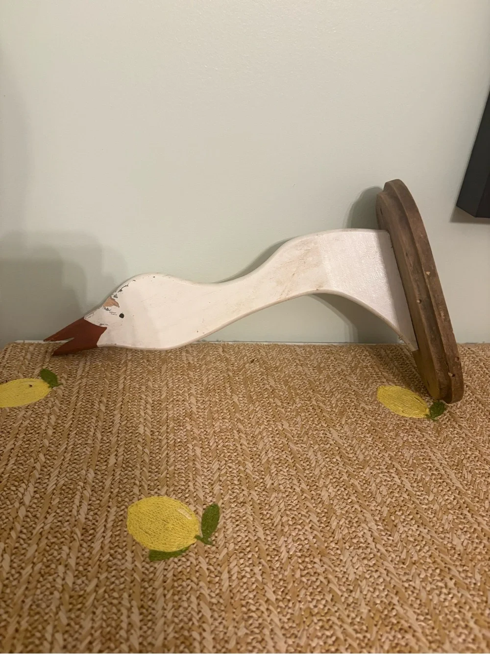 Vintage Wooden Goose Wall Decor Handmade Folk Art Coat Hook Waterfowl Plaque